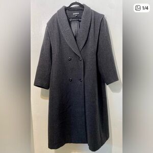 Vintage Donny Brook 100% wool gray heavy warm double breasted long coat.Size 16P